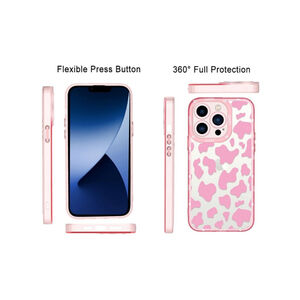 MZELQ Compatible with iPhone 14 Pro Max Case Pink Cow Print